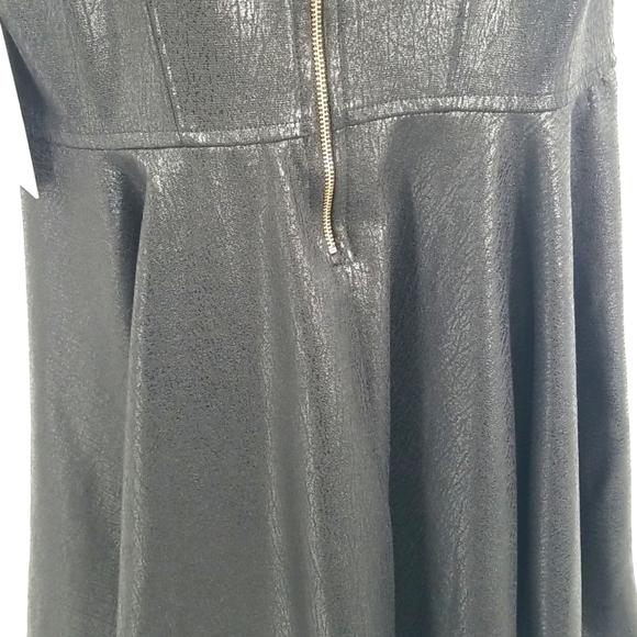 Express Faux Leather-Look Metallic & Flare Dress - Picture 8 of 11